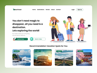 Landing Page - Travel Tour Trip branding design holiday illustration landingpage logo staycation tour travel trip ui ux vatation