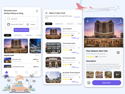 Travel App : Booking Hotel App : Reservation App booking hotel reservation ui ux
