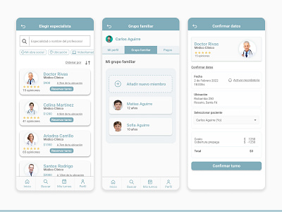 App - Reserva de turnos médicos appointments clinics desing doctors medicine specialists ui