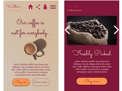 Walter's Coffee Beans v1 HiFi mockup branding graphic design logo ui