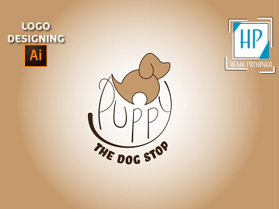 Puppy - The Dog stop logo illustration logo vector