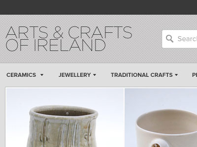 Arts & Crafts of Ireland e-commerce header checkout ecommerce header navigation product search shop store ui web