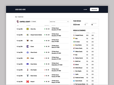 Team Schedule Page