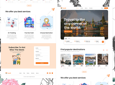 Travelll : Landing Page app branding design graphic design illustration logo typography ui ux vector