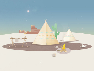Tent account apache dribbble giveaway indian mountain night rocks stars tent western
