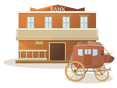 Bank bank cargo carriage western wood wooden