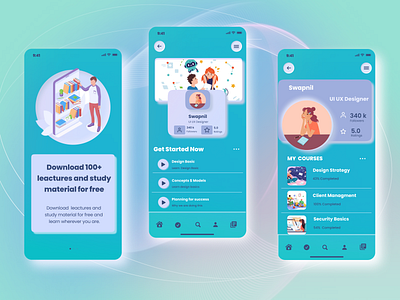 Learning App for Students app branding design download figma followers graphic design illustration learning lectures mobole app ui ratings student study ui user interface ux vector