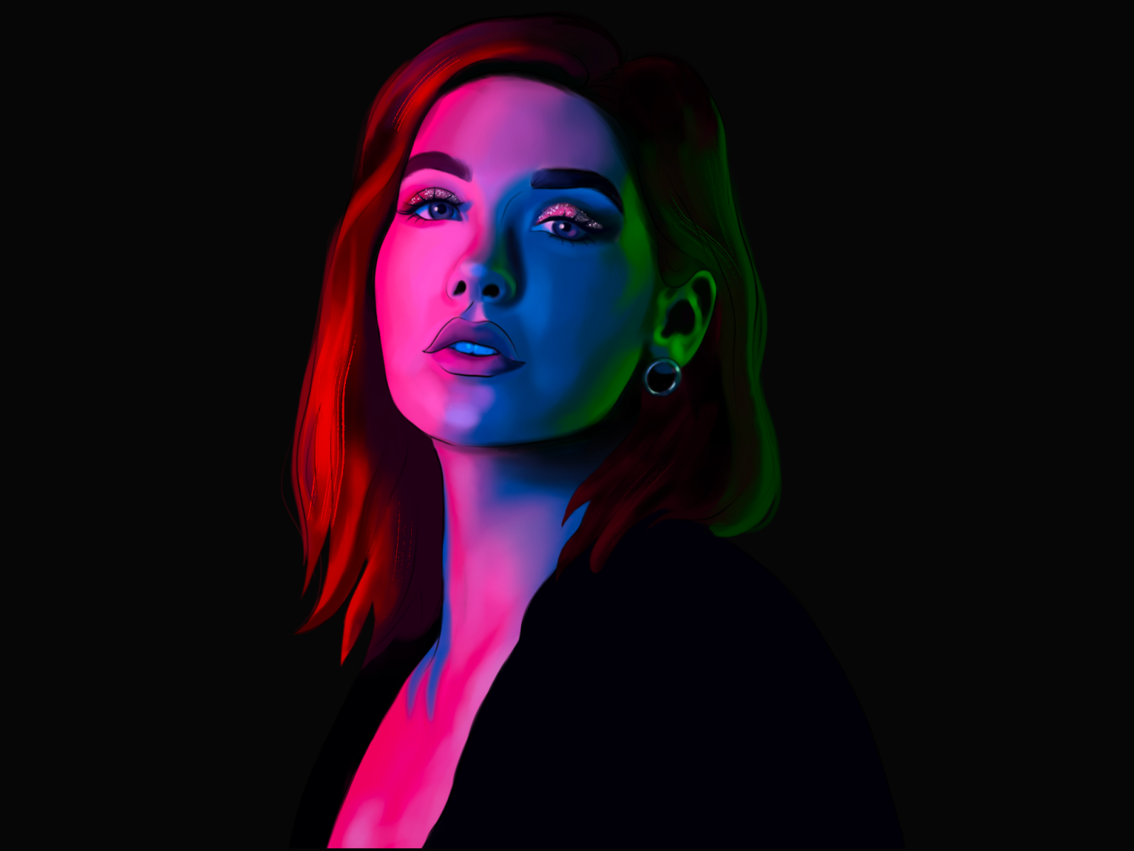 neon portrait painting