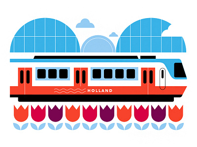 Postcards from Amsterdam / Train and tulips