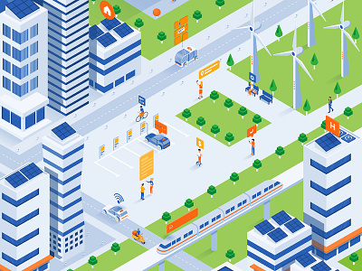 Modern Isometric Illustration design   Eco Smart City Concept