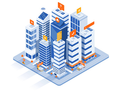 Modern Isometric Illustration design Smart City Concept 3d 5g city concept creative illustration isometric isometric design isometry modern smart