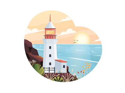 Flat Modern design Illustration of Lighthouse