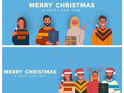 People Celebrate Christmas celebrate christmas creative illustration man party people vector woman