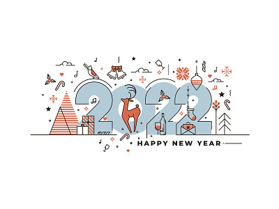 Happy New Year christmas corporate creative deer design flat illustration minimal new year