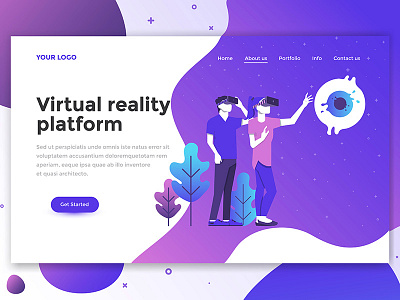 Landing page header for Virtual Reality Platform