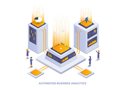 Automated Business Analytics 3d artificial intelligence business computer creative data data analysis illustration isometric people