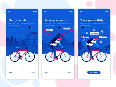 Cycling App app creative cycling design illustration ride screen template ui uid