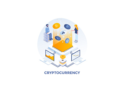 Modern Isometric Concepts Illustration 3d bitcoin creative cryptocurrency illustration isometric man mining people web woman