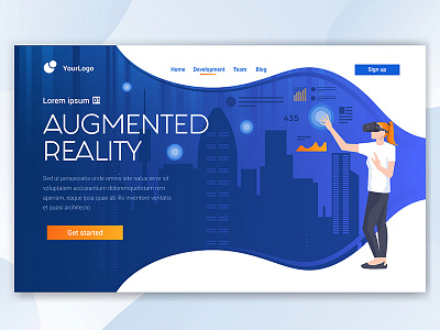 Augmented Reality app augmented reality business creative design development illustration landing page template ui virtual reality web woman