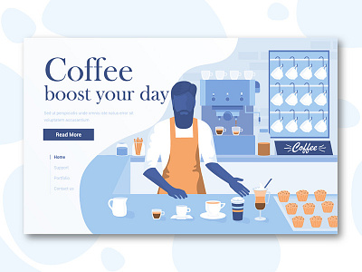 Coffee Shop bakery branding coffee creative design illustration landing man page store template