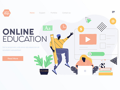 Flat Modern design Illustration of Online Education