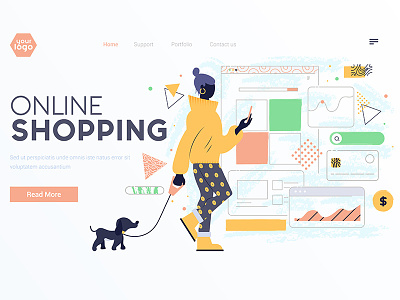 Flat Modern design Illustration of Online Shopping creative creative design illustration landing online page shopping ui vector woman