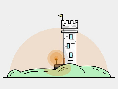 Flat Tower flat illustration line