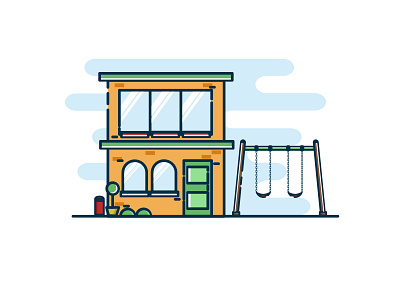 Building2 building design flat flatline icon illustration line swing vector