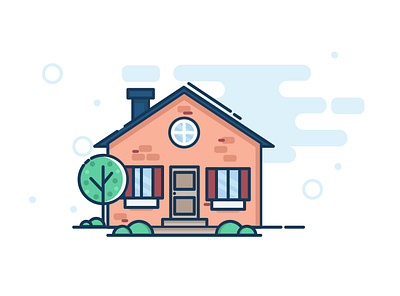 House design flat flatline house illustration line vector wood