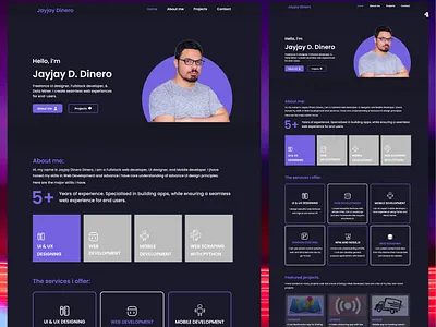 Portfolio website UI design. Web developer portfolio website UI adobe xd banner design figma frontend frontend developer graphic design portfolio website resume ui