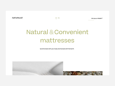 Naturalist Landing Page Design branding design experience identity interaction interface landing mattress minimal natural page ui user ux web website