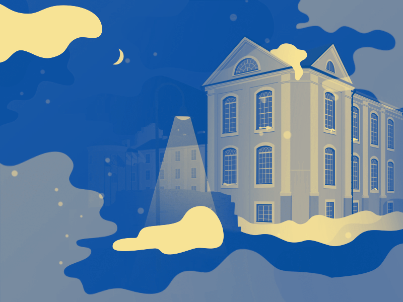 Christmas Night Illustration animation building christmas clouds gif gradient illustration night snow university winter