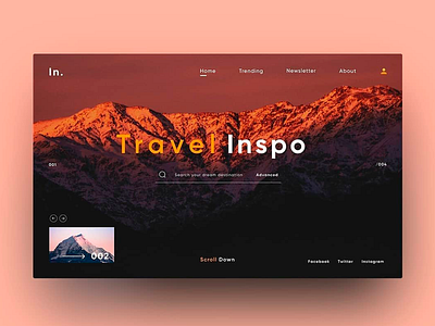 Travel inspo Landing travel travelling ui ux web webdesign website