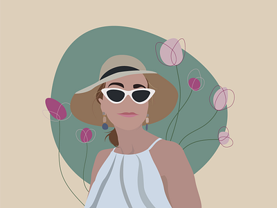 Beautiful lady in a hat adobe illustator beautiful beauty design fashion flowers girl girl with flowers graphic design illustration lady portrait sunglasses the girl in the hat vector