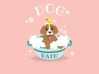 Cute dog adobe illustator bath brown character cute design dog graphic design grooming grooming salon illustration pink vector