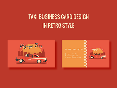 Business card for taxi company adobe illustator cab cabby car design graphic design groovy illustration orange red retro taxi vector vintage