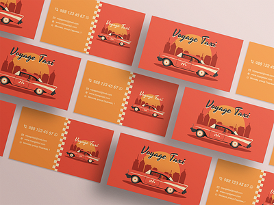 Taxi business card design adobe illustator business card car design graphic design illustration red retro taxi vector