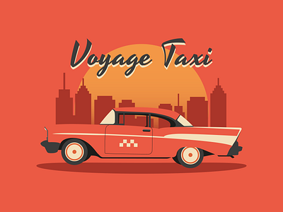 Poster with retro car adobe illustator car design graphic design illustration orange poster red retro taxi vector vintage