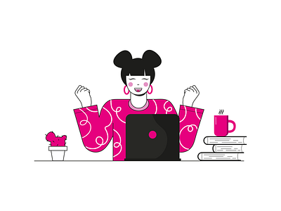 Online education illustration adobe illustator design education girl graphic design illustration online online education pink student university vector woman