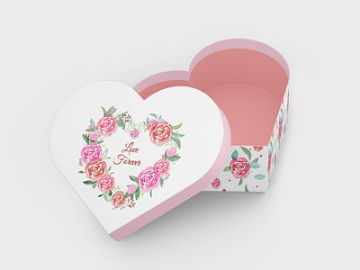 Illustration for a gift box adobe illustator design flowers gift graphic design happy illustration pink red valentine day vector watercolor