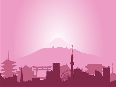 Vector illustration. Silhouette Tokyo