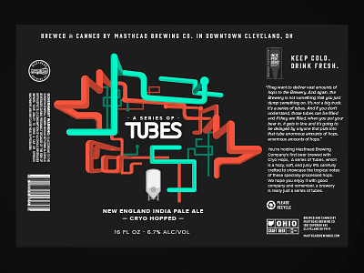 Series of Tubes Beer Label beer brew brewery canned cans label local logo ohio pipes tubes