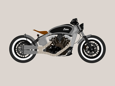 Bobber Motorcycle Illustration bike biker bobber engine flat illustration indian indian motorcycle motorbike motorcycle retro vector