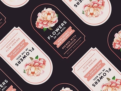 Flowers in the Boil Label beer brewer brewery can design cleveland craftbeer hibiscus labels packaging vintage