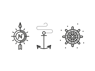 Nautical anchor boat compass illustration line nautical ocean sea ship simple wheel