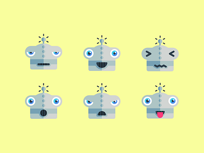 Bot Emotions angry bot cheeky emoji flat happy illustration robot sad sequence