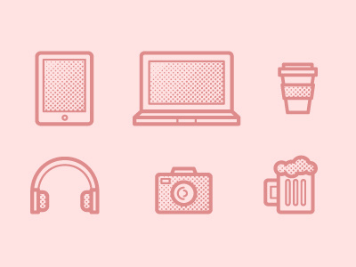 Icons beer camera headphones icons illustration laptop