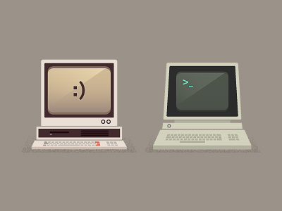 Computers! computer desktop keyboard monitor retro science smiley terminal