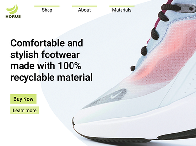 Homepage HERO branding design shoe web design