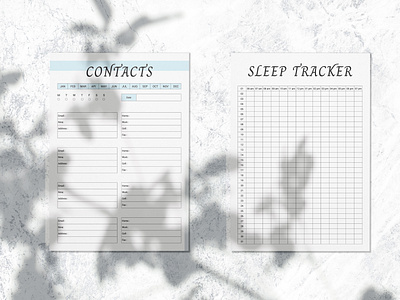 Contacts & Sleep Tracker Planner Sheet. contacts planner notes planner planner page planner sheet planner templates sleep tracker